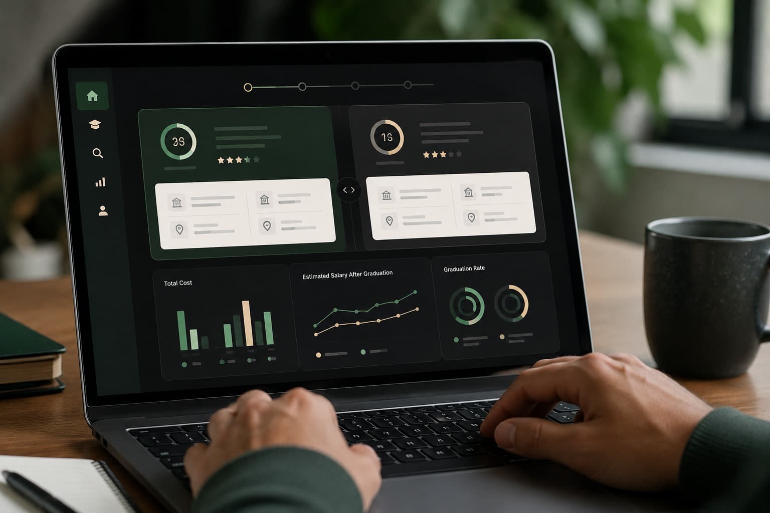 Degreeli scorecard dashboard preview with value score, cost, salary, and debt signals.